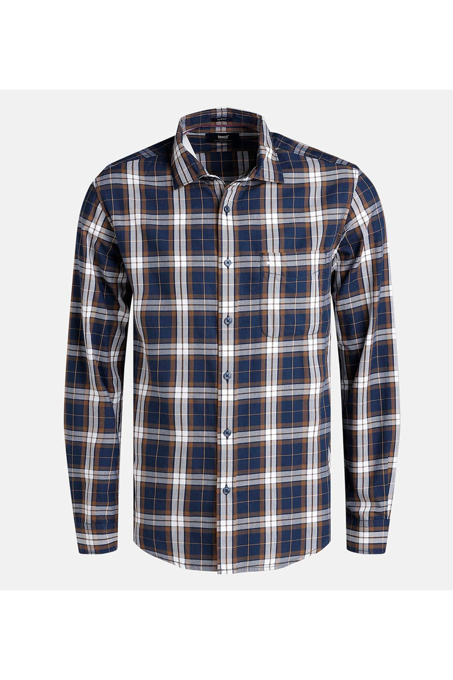 BASICS SLIM FIT NAVY STARGAZER TWILL CHECKS SHIRT