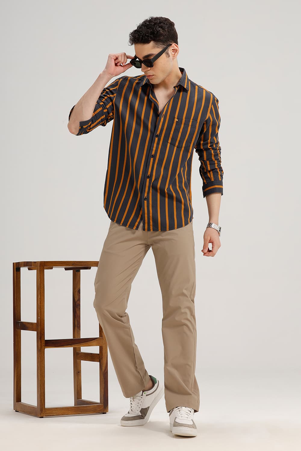 SLIM FIT TWILL STRIPE SHIRT
