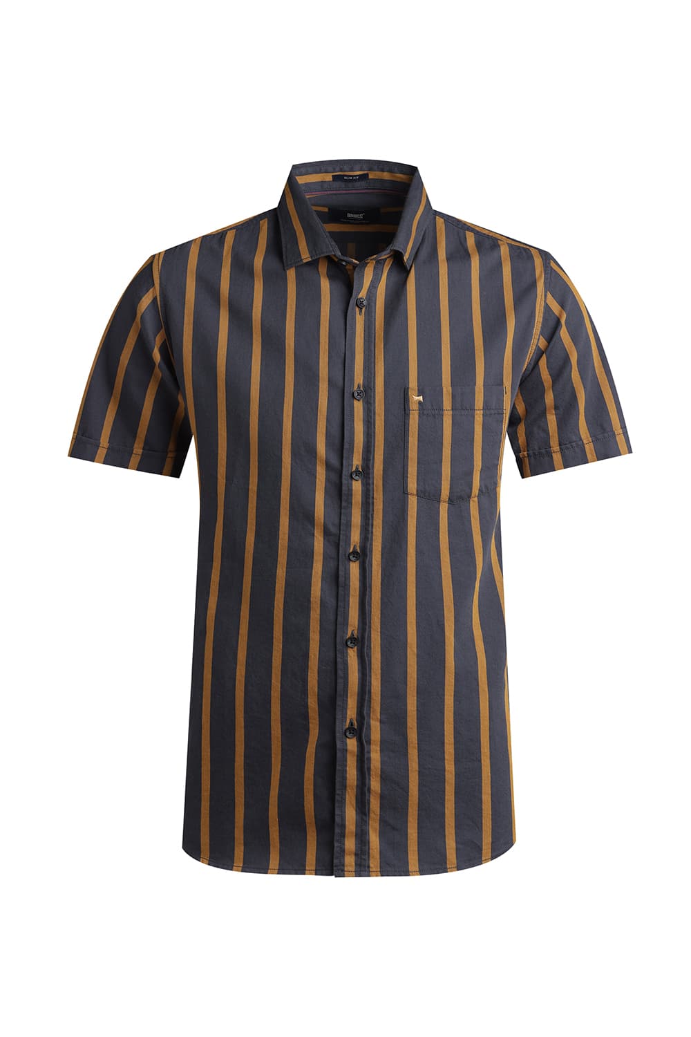 SLIM FIT TWILL STRIPE HALFSLEEVES SHIRT