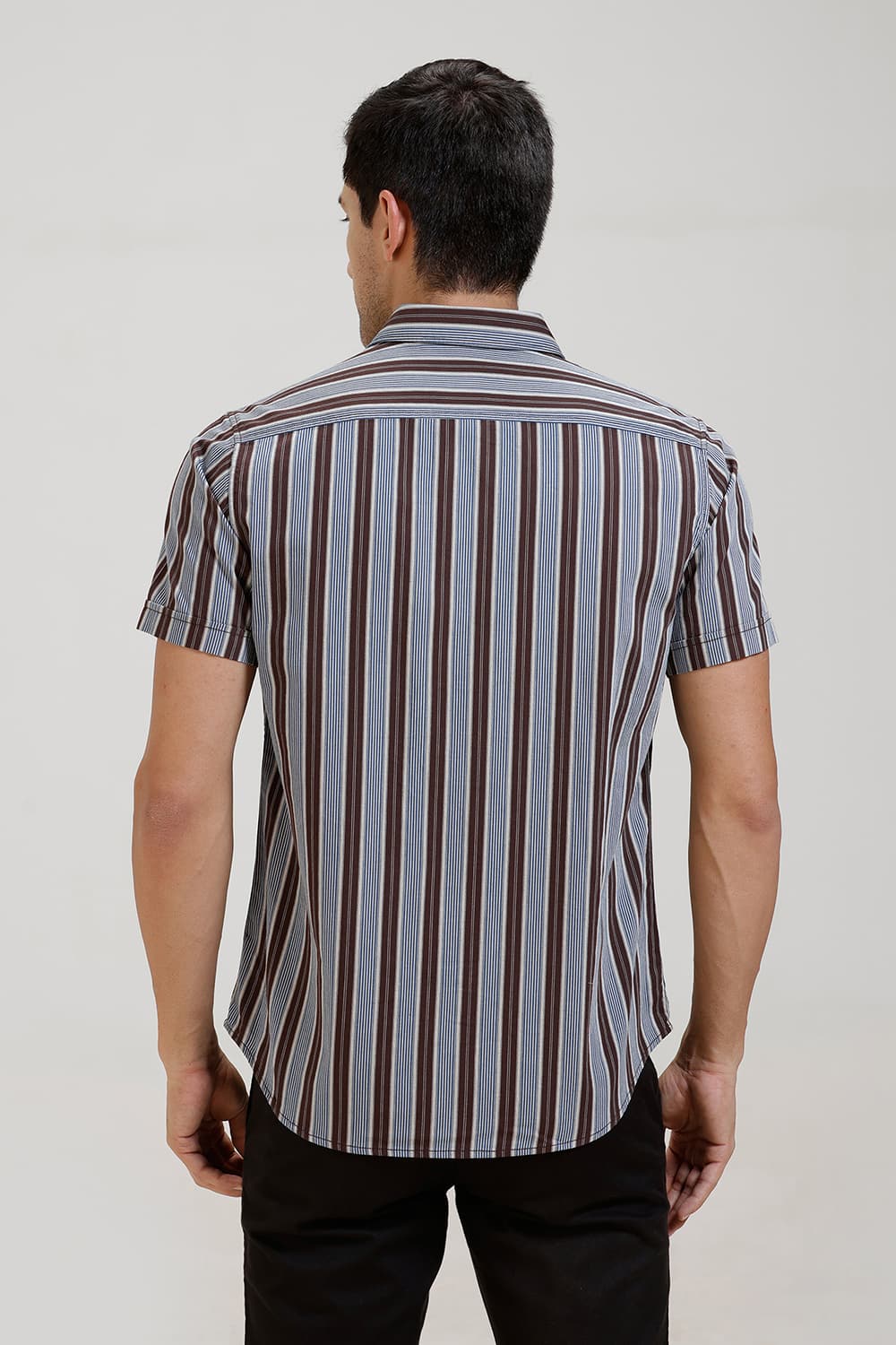 SLIM FIT TWILL STRIPE HALFSLEEVES SHIRT