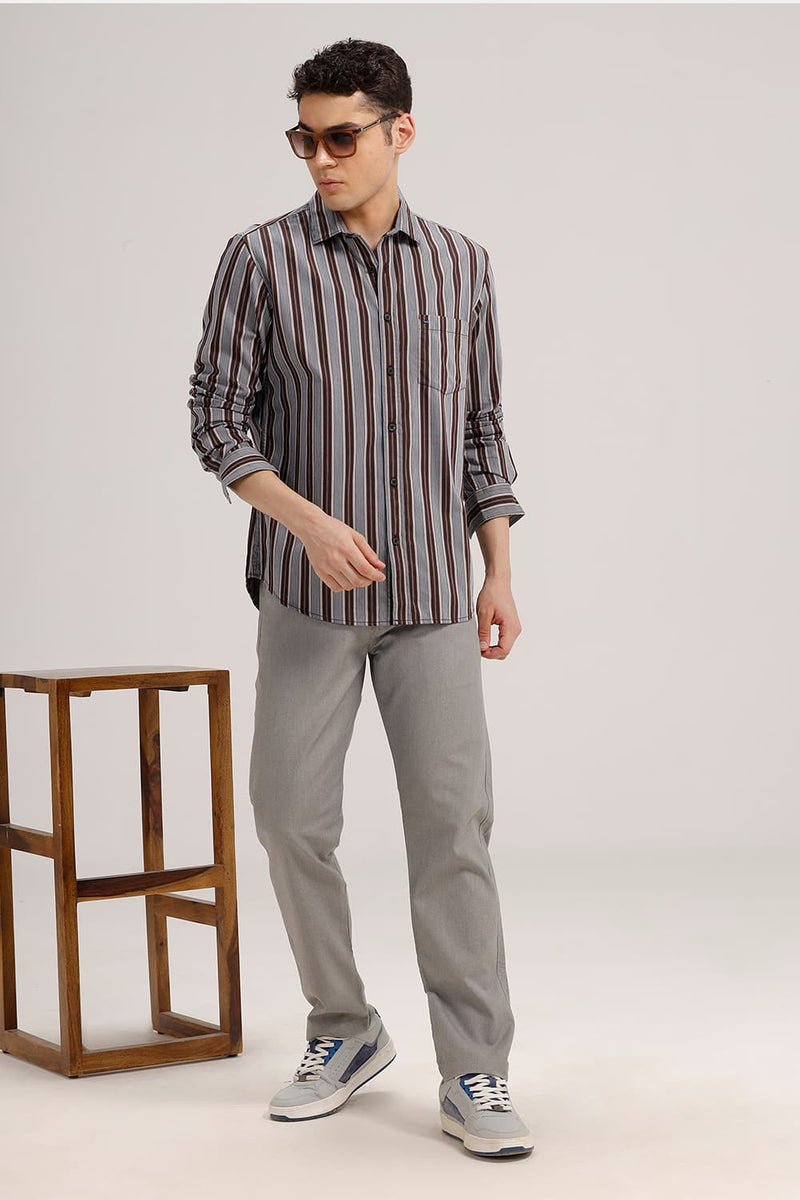 SLIM FIT TWILL STRIPE SHIRT