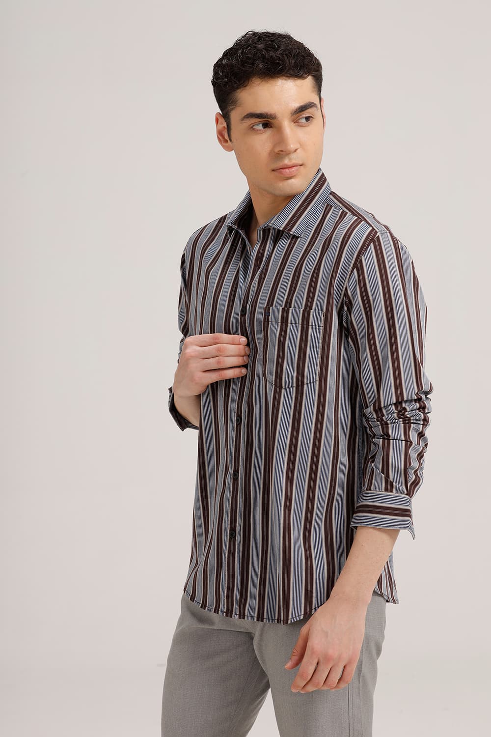 SLIM FIT TWILL STRIPE SHIRT