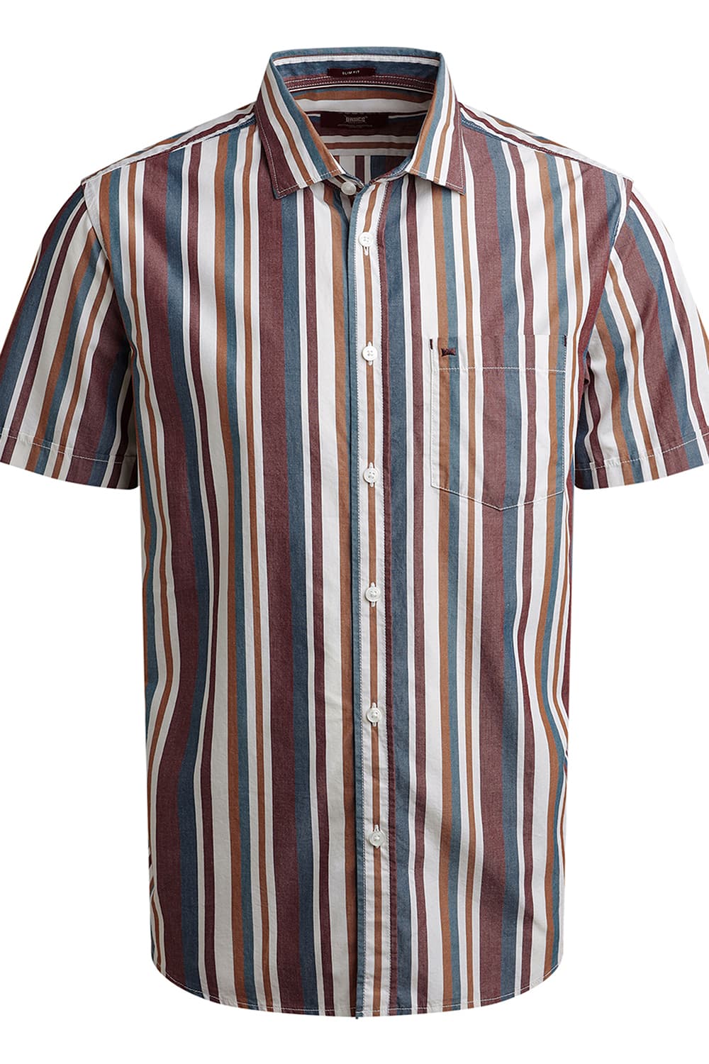 SLIM FIT COTTON STRIPE HALFSLEEVES SHIRT