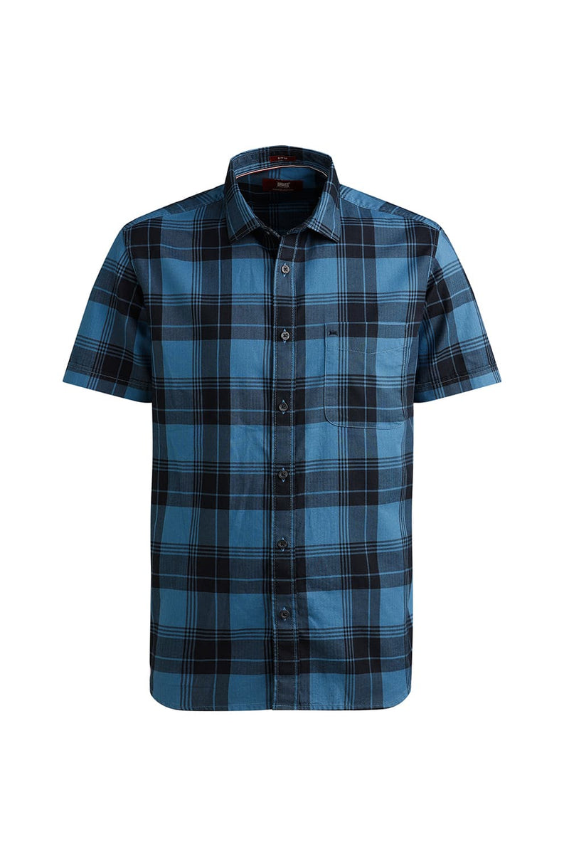 SLIM FIT COTTON HERRING BONE CHECKS HALFSLEEVES SHIRT