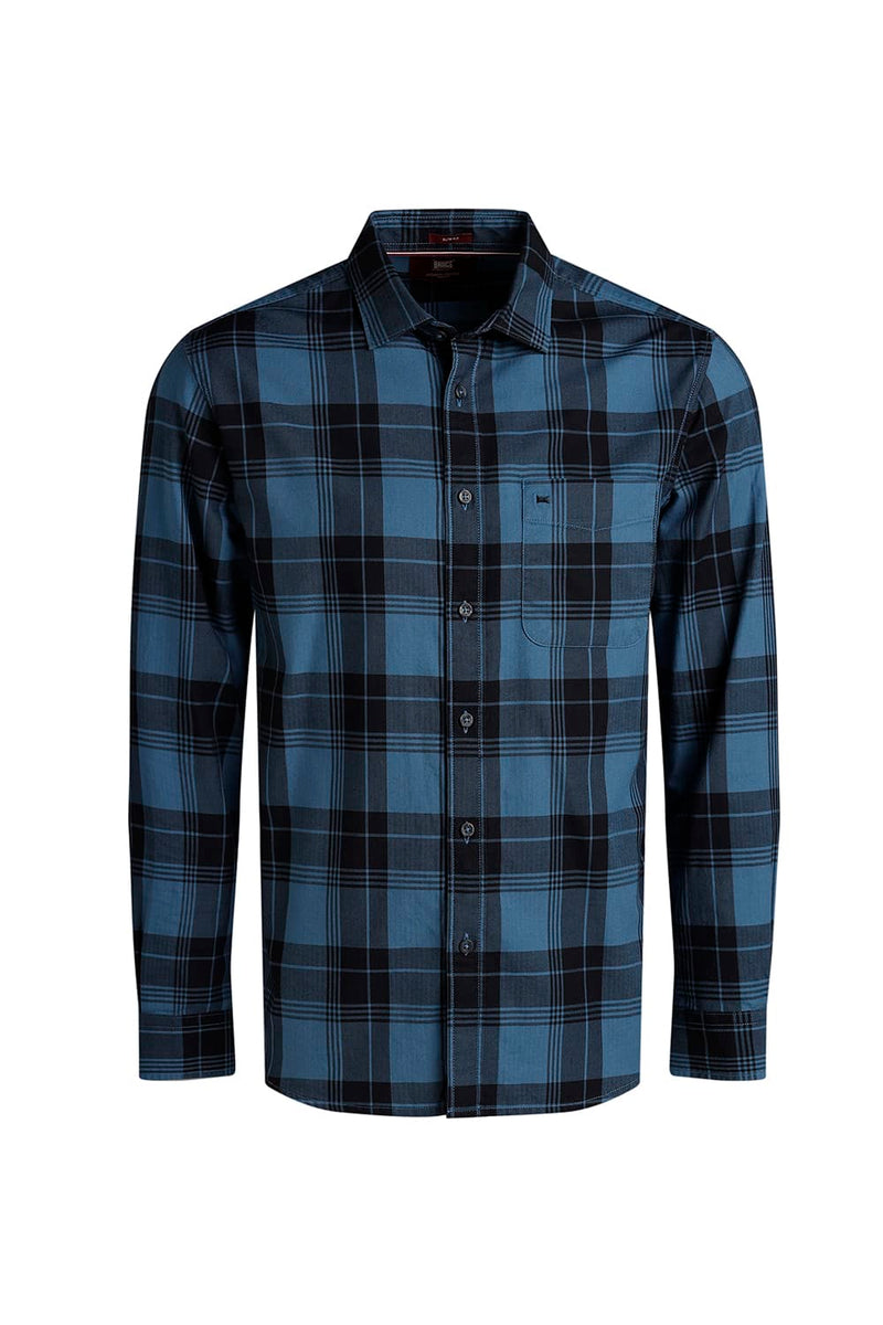 SLIM FIT COTTON HERRING BONE CHECKS SHIRT