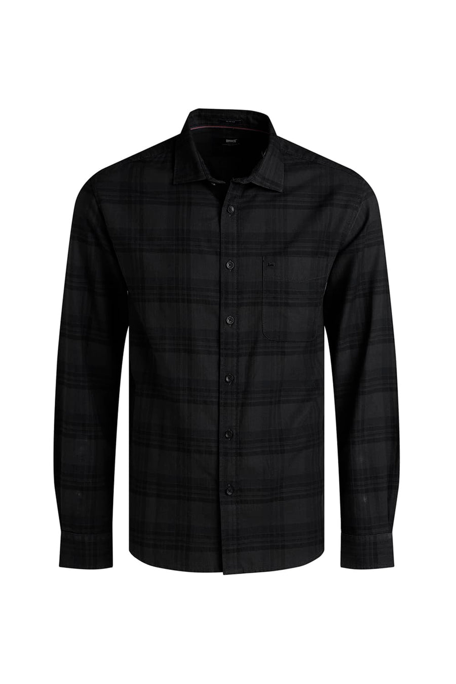 BASICS SLIM FIT GREY VELVET COTTON HERRING BONE CHECKS SHIRT