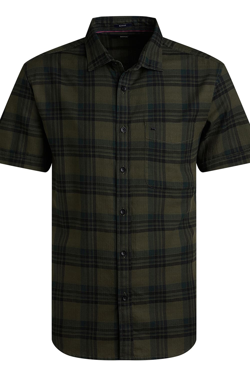 SLIM FIT COTTON HERRING BONE CHECKS HALFSLEEVES SHIRT