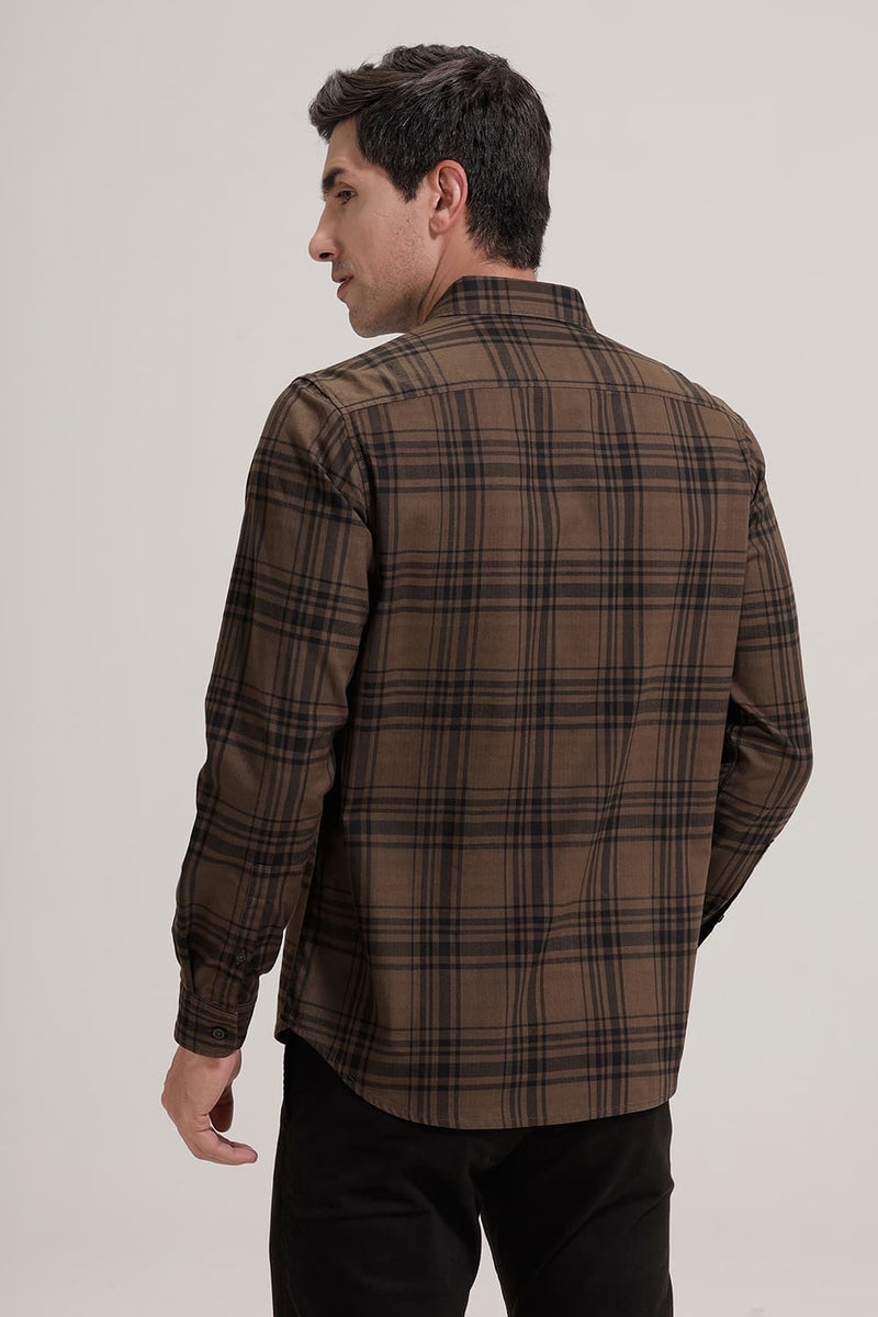 SLIM FIT COTTON HERRING BONE CHECKS SHIRT