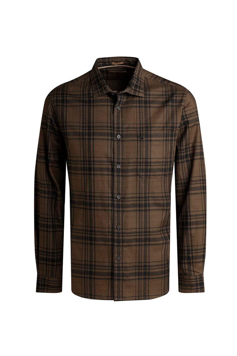 SLIM FIT COTTON HERRING BONE CHECKS SHIRT