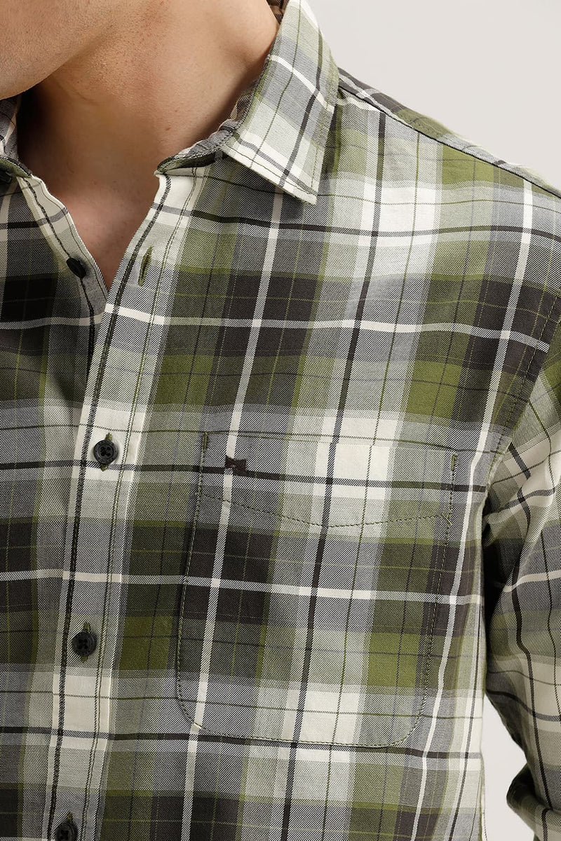 SLIM FIT COTTON TWILL CHECKS SHIRT