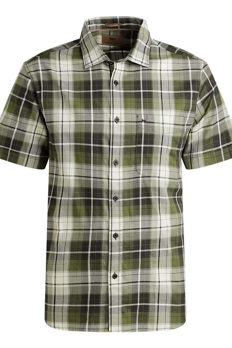 SLIM FIT COTTON TWILL CHECKS HALFSLEEVES SHIRT
