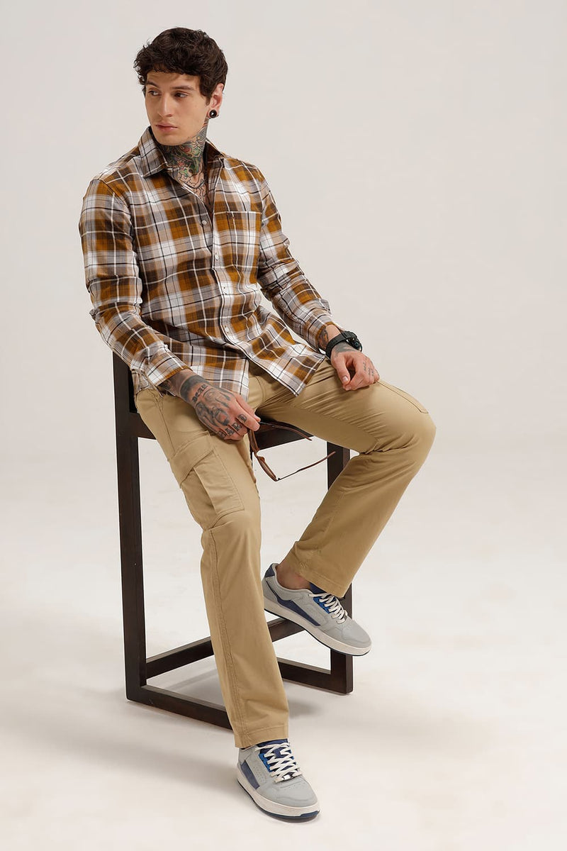 SLIM FIT COTTON TWILL CHECKS SHIRT