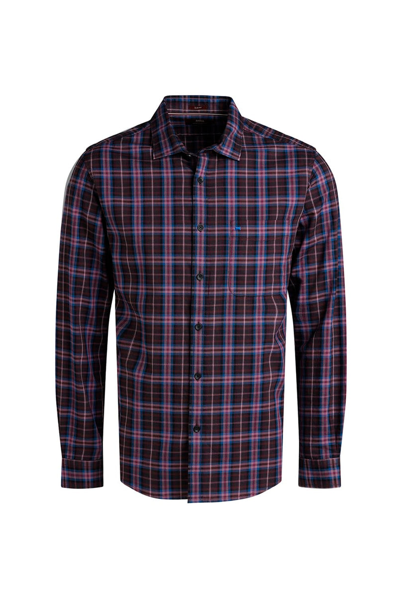 SLIM FIT COTTON TWILL CHECKS SHIRT