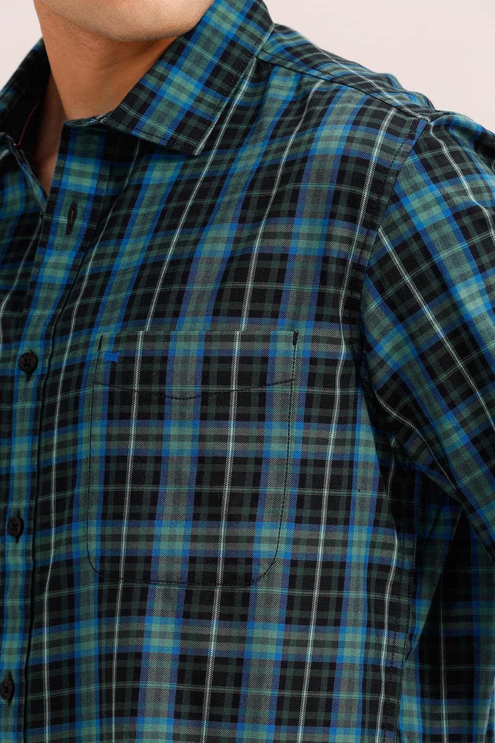 SLIM FIT COTTON TWILL CHECKS SHIRT