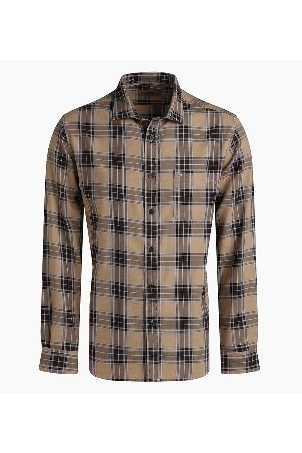 SLIM FIT COTTON MELANGE CHECKS SHIRT