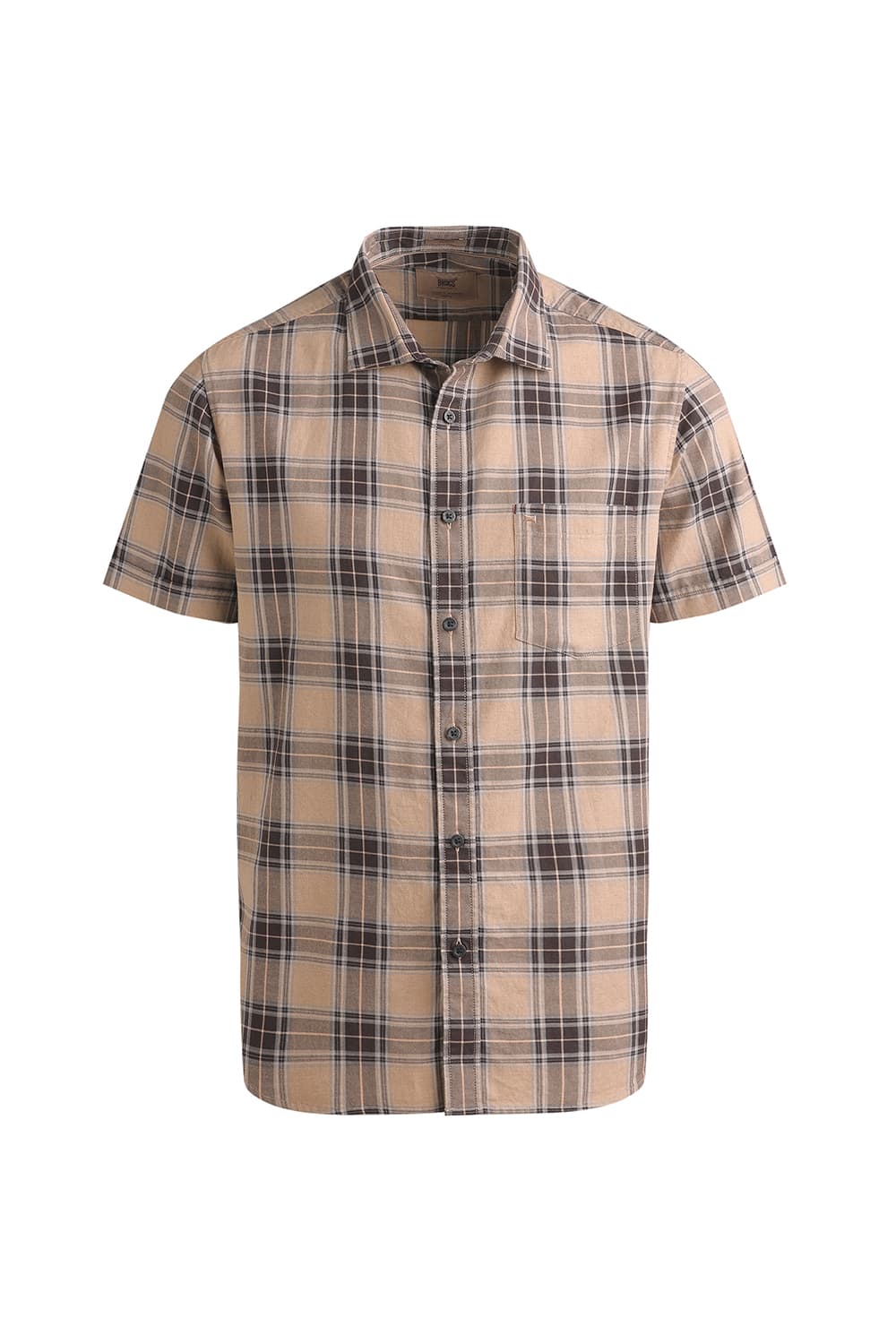SLIM FIT COTTON MELANGE CHECKS HALFSLEEVES SHIRT