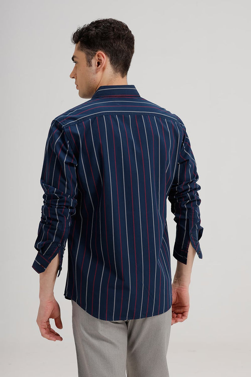 SLIM FIT COTTON STRIPE SHIRT