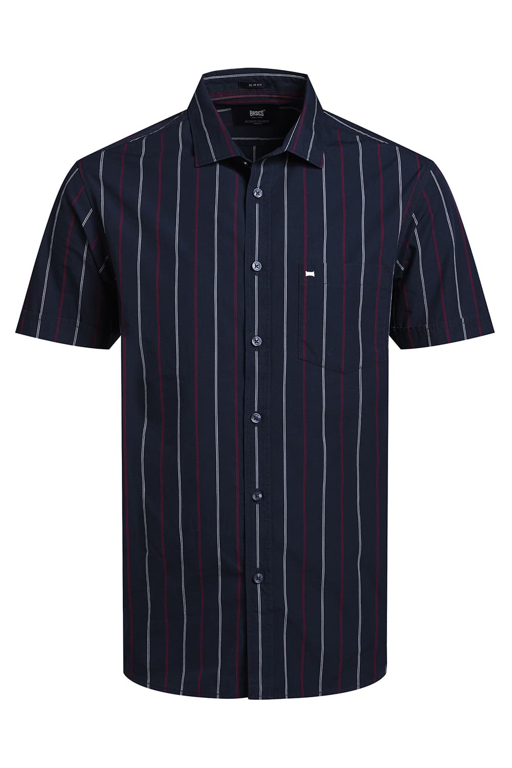 SLIM FIT COTTON STRIPE HALFSLEEVES SHIRT