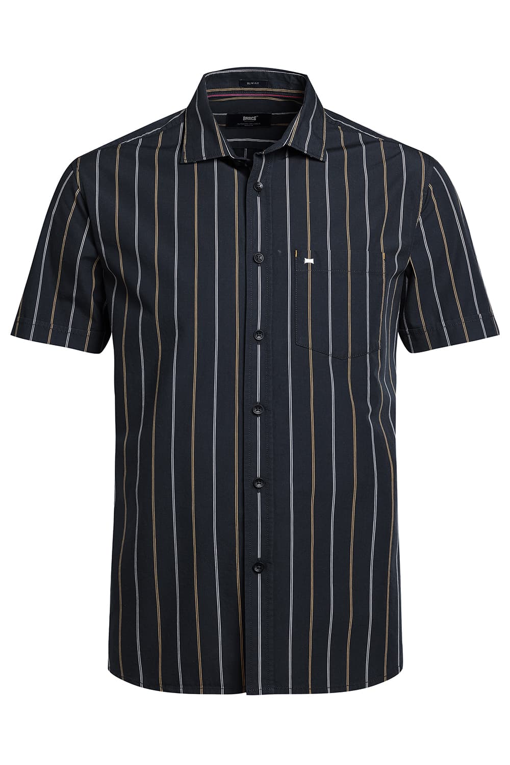 SLIM FIT COTTON STRIPE HALFSLEEVES SHIRT