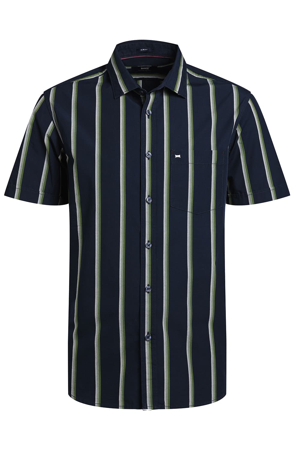 SLIM FIT COTTON STRIPE HALFSLEEVES SHIRT