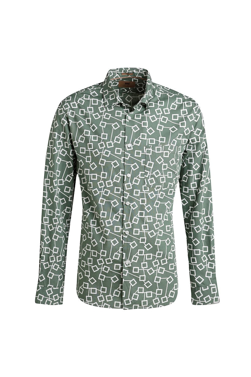 SLIM FIT COTTON POPLIN PRINTED SHIRT