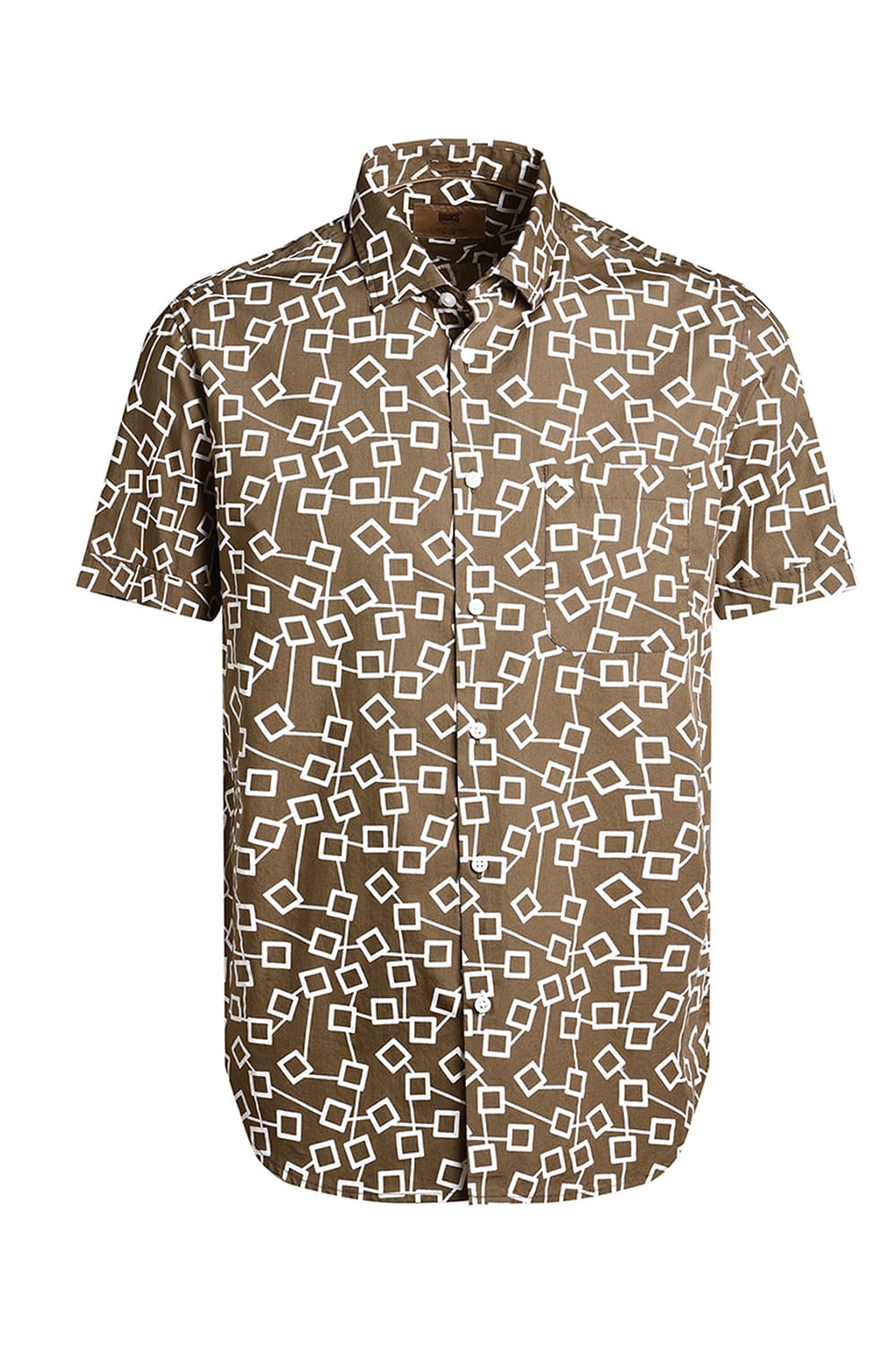SLIM FIT COTTON POPLIN PRINTED HALFSLEEVES SHIRT