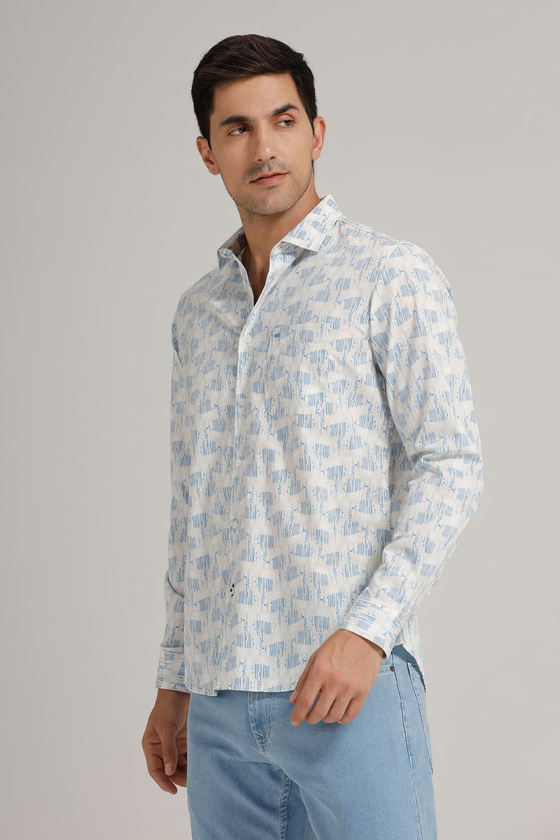 SLIM FIT COTTON POPLIN PRINTED SHIRT