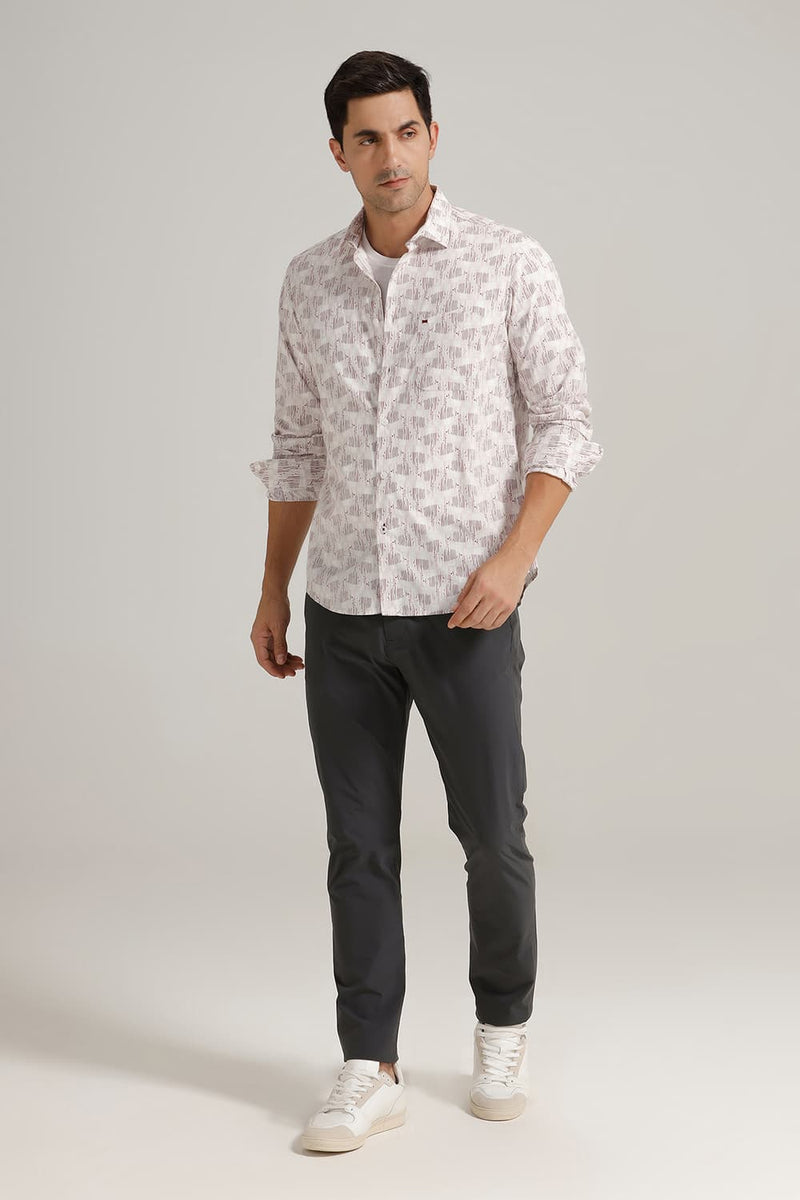 SLIM FIT COTTON POPLIN PRINTED SHIRT