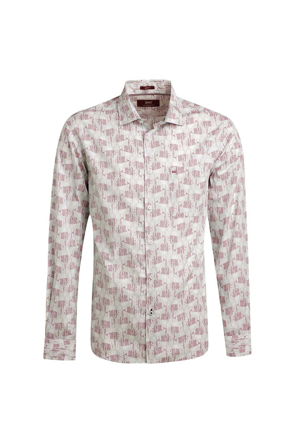 SLIM FIT COTTON POPLIN PRINTED SHIRT