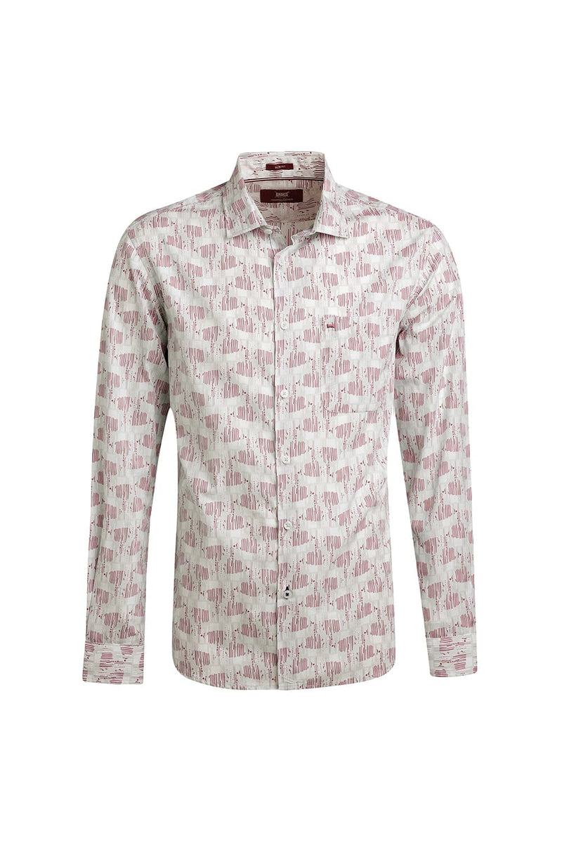 SLIM FIT COTTON POPLIN PRINTED SHIRT