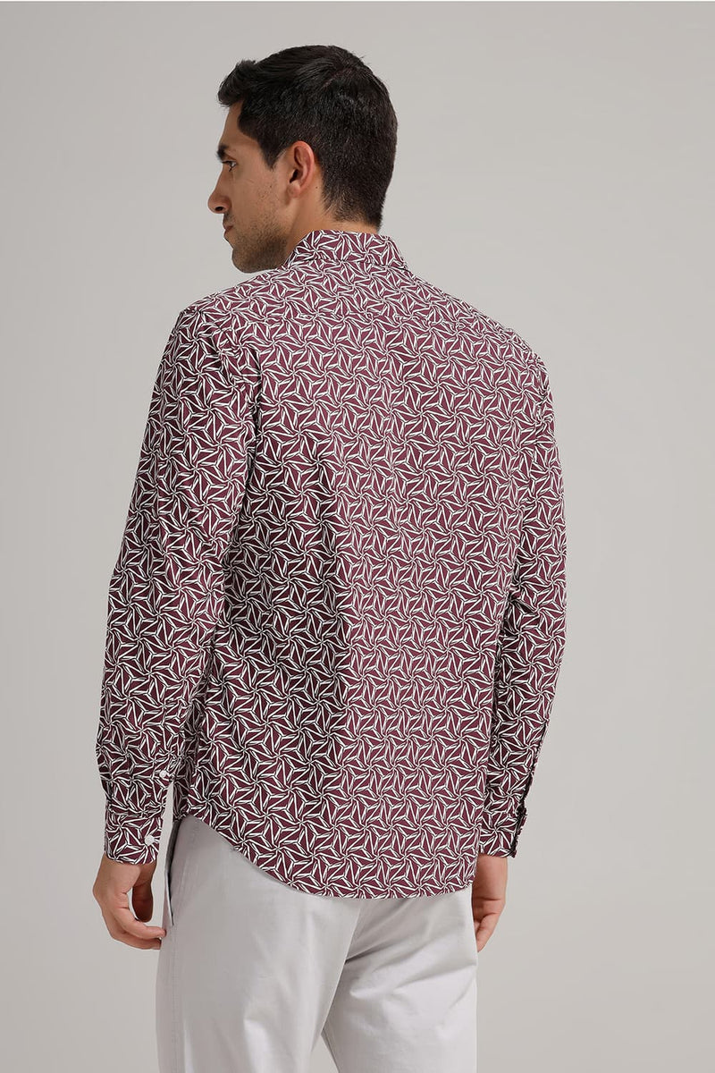SLIM FIT COTTON POPLIN PRINTED SHIRT