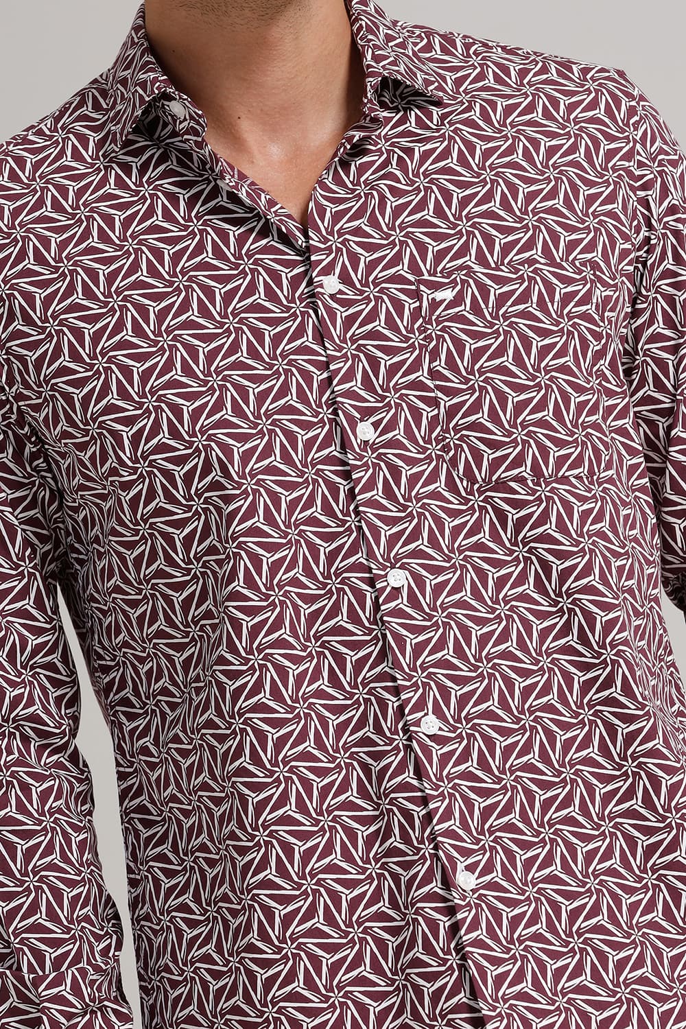 SLIM FIT COTTON POPLIN PRINTED SHIRT