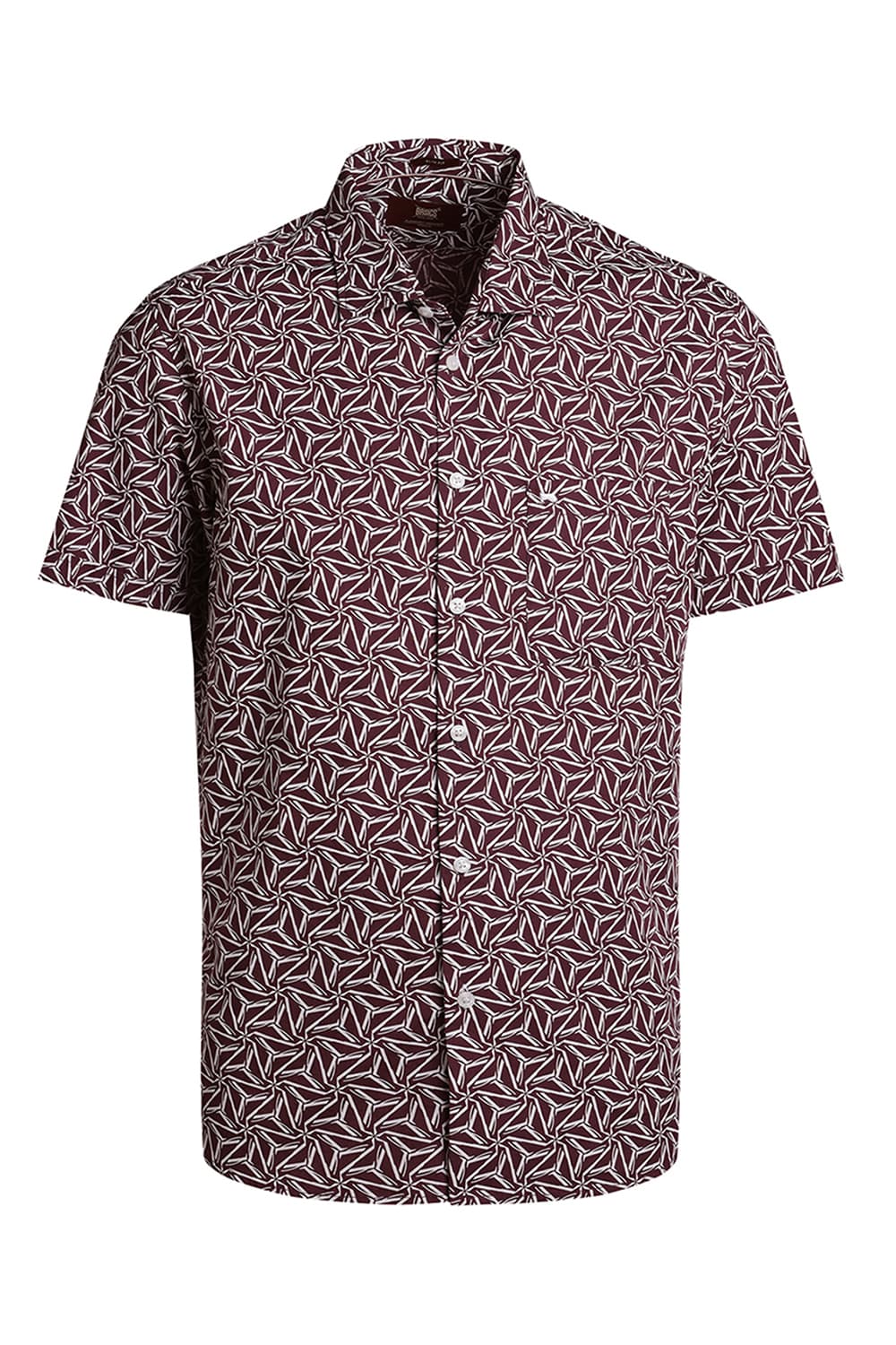 SLIM FIT COTTON POPLIN PRINTED HALFSLEEVES SHIRT