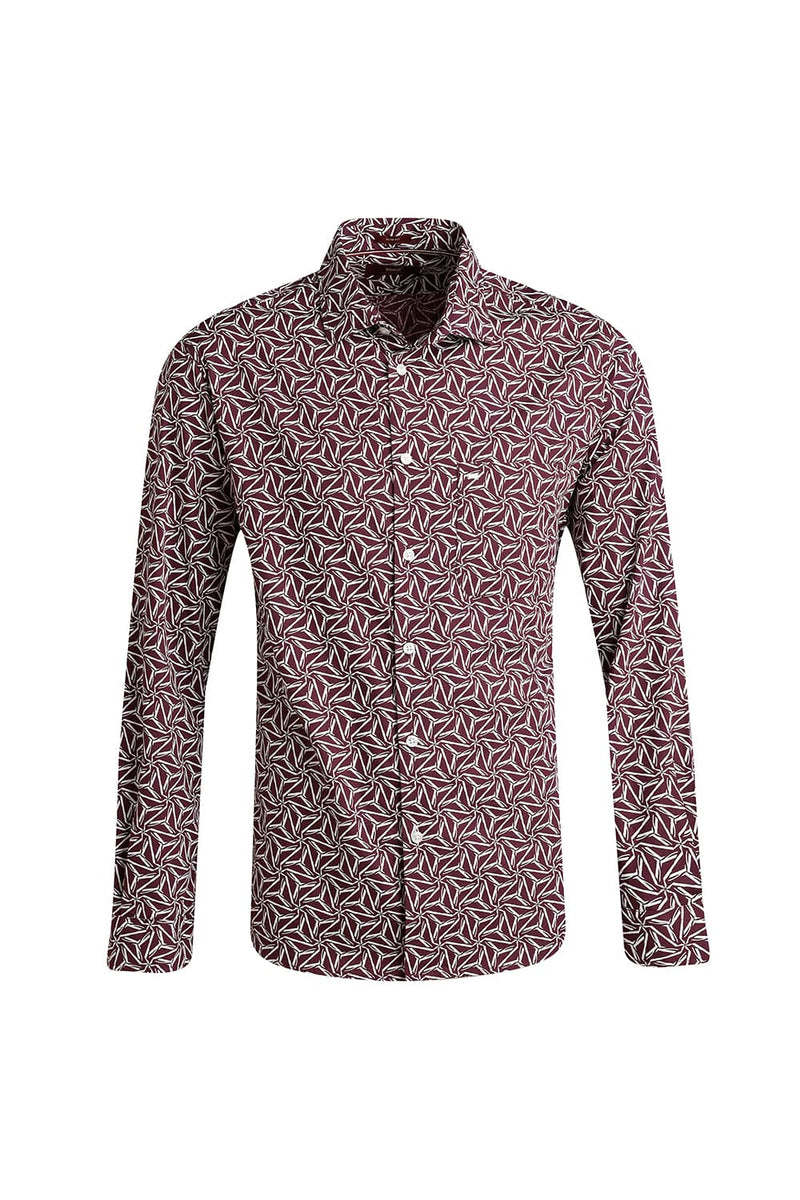 SLIM FIT COTTON POPLIN PRINTED SHIRT