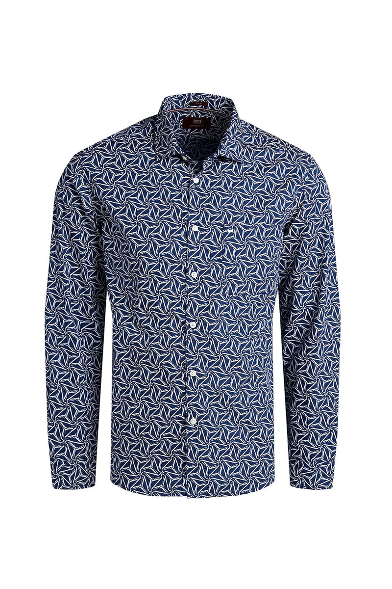 SLIM FIT COTTON POPLIN PRINTED SHIRT