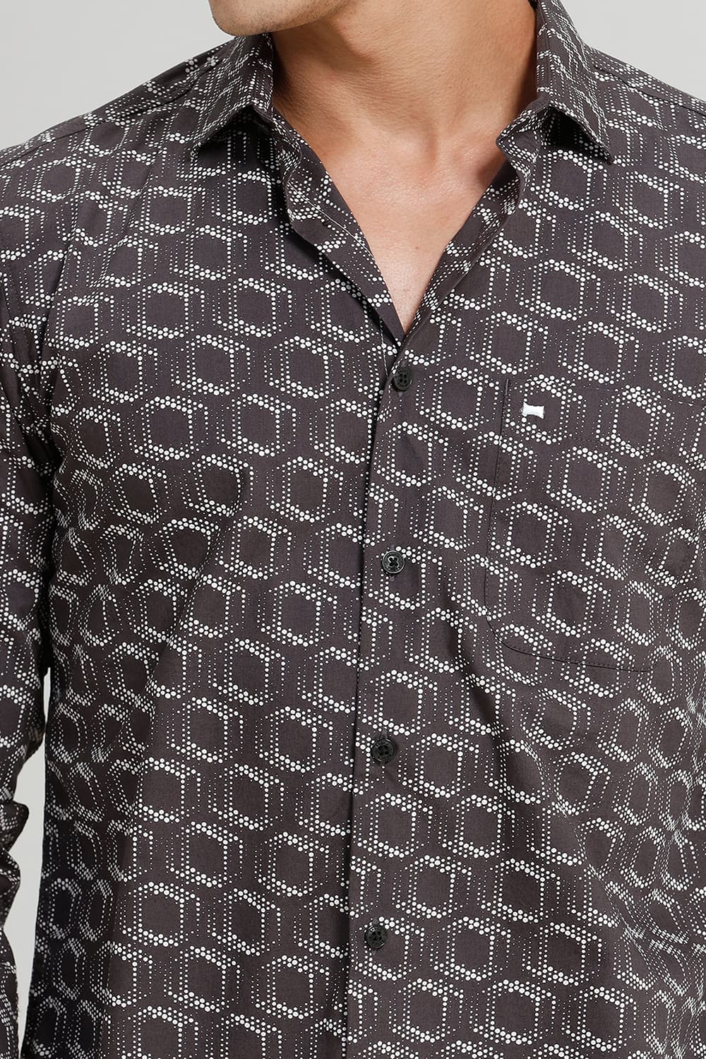 SLIM FIT COTTON POPLIN PRINTED SHIRT