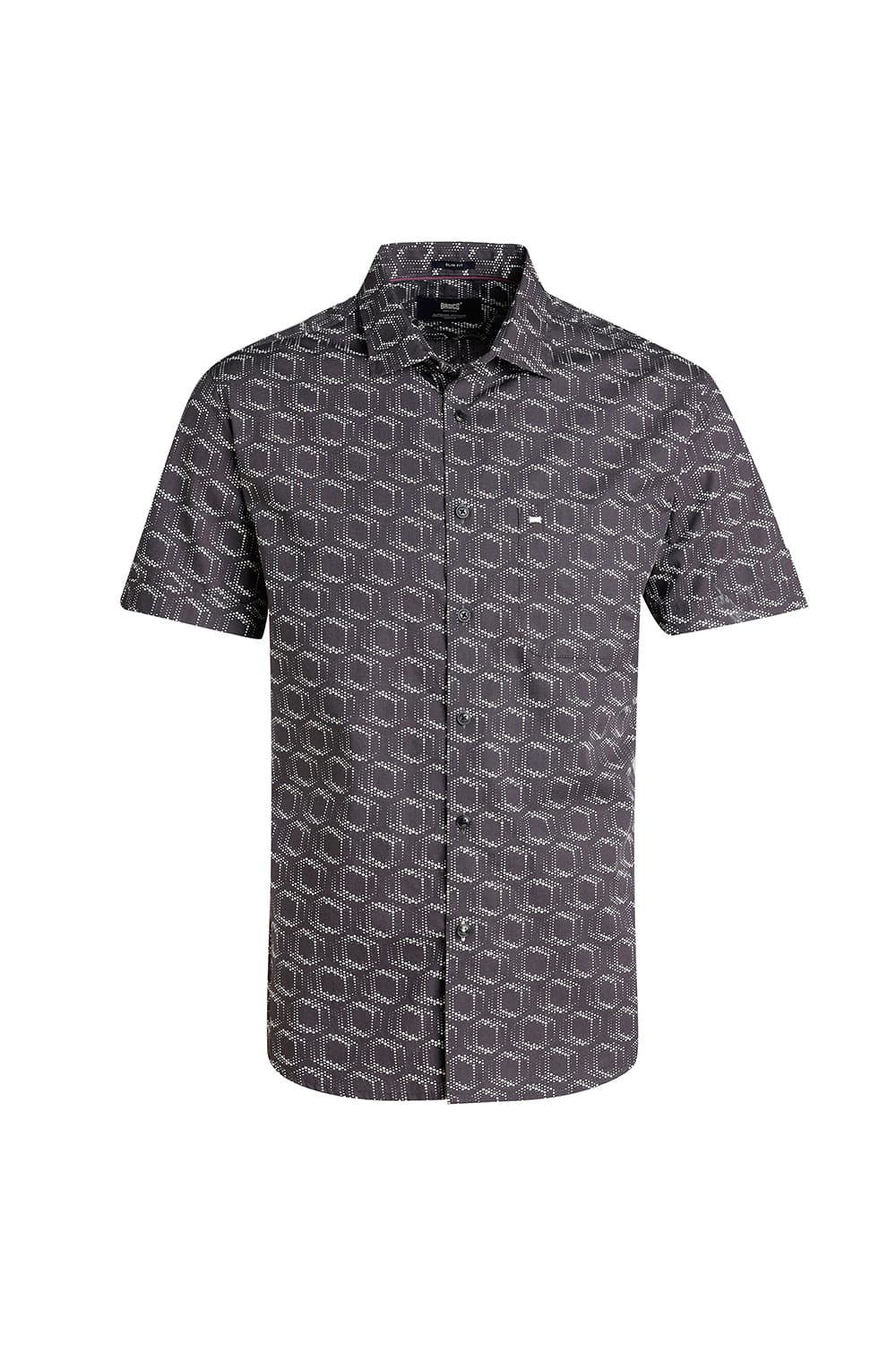 SLIM FIT COTTON POPLIN PRINTED HALFSLEEVES SHIRT