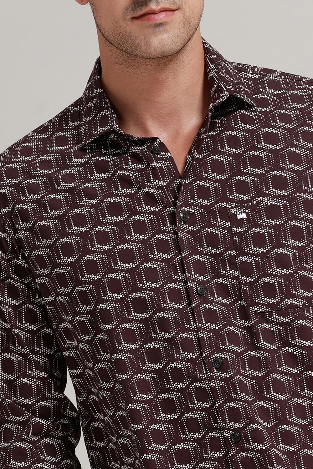 SLIM FIT COTTON POPLIN PRINTED SHIRT