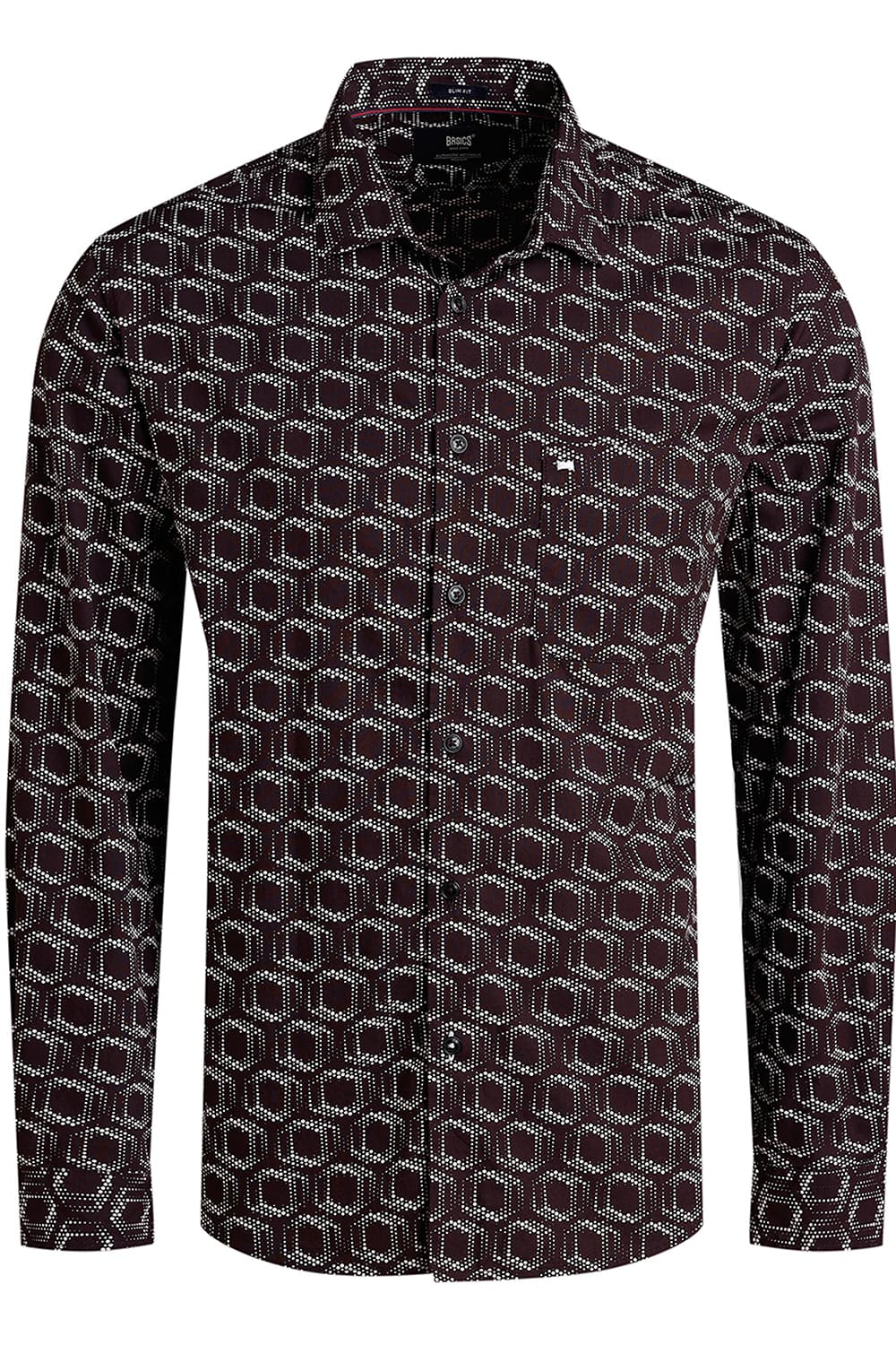 SLIM FIT COTTON POPLIN PRINTED SHIRT