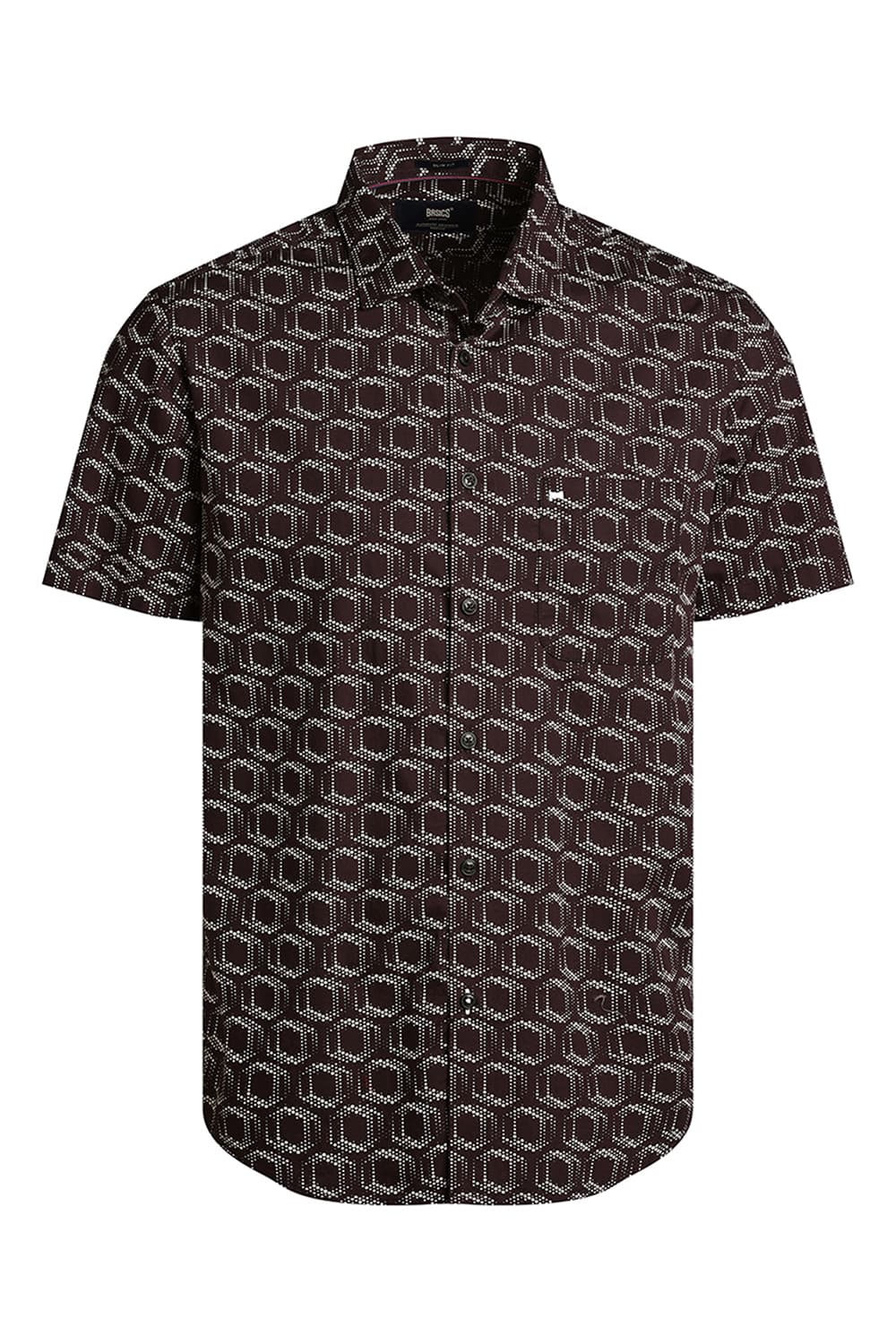 SLIM FIT COTTON POPLIN PRINTED HALFSLEEVES SHIRT