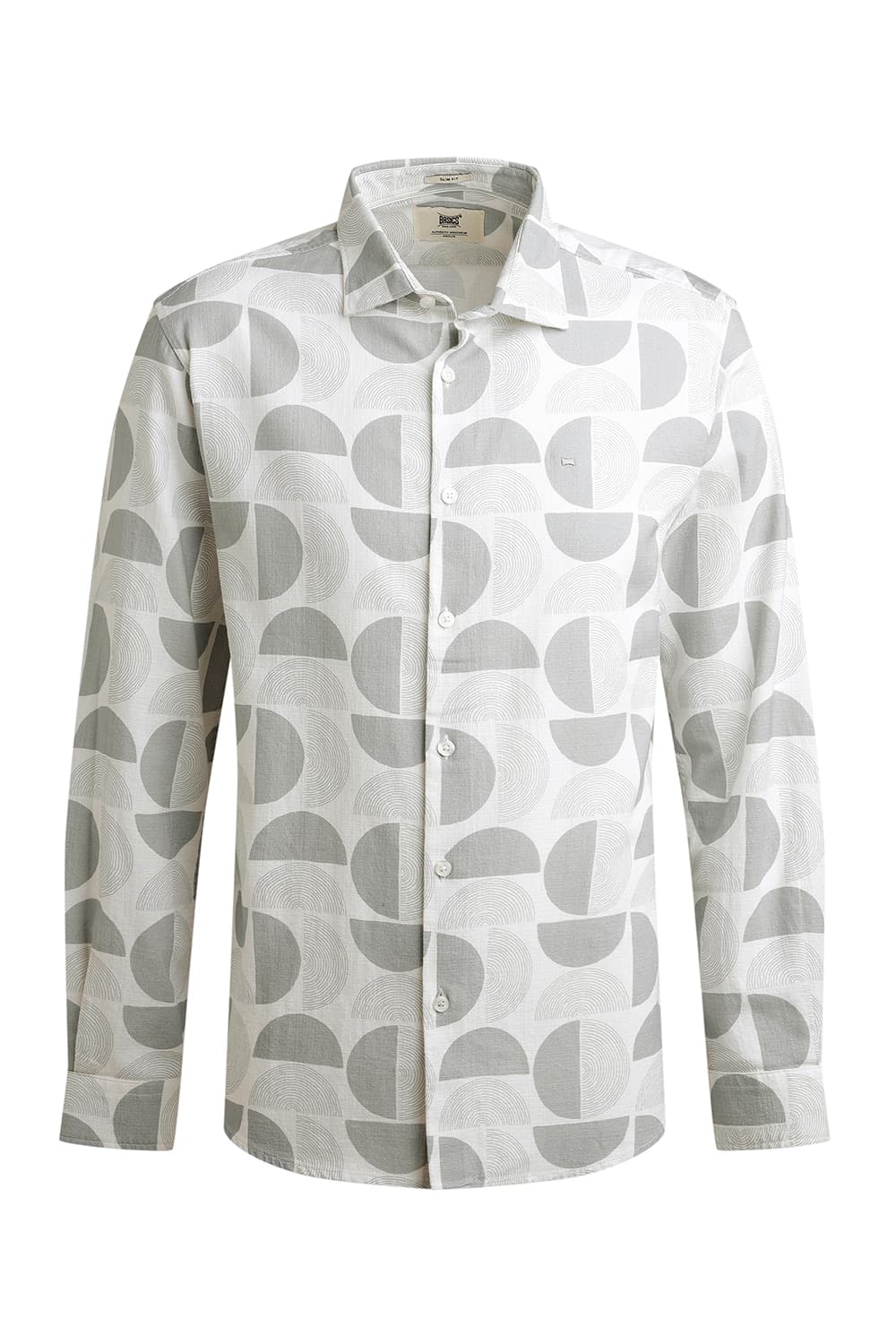 SLIM FIT COTTON HOPSACK PRINTED SHIRT