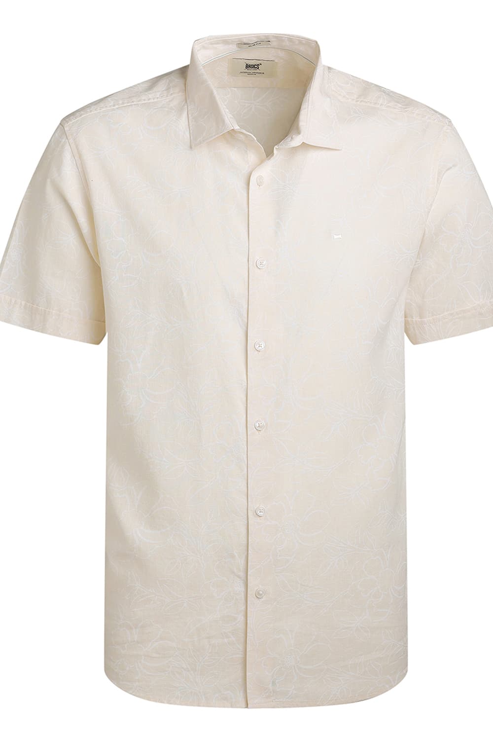 SLIM FIT COTTON LINEN PRINTED HALFSLEEVES SHIRT