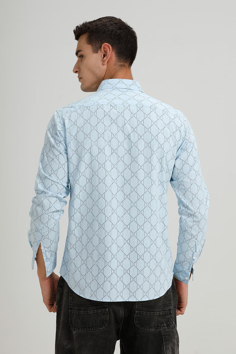 SLIM FIT COTTON LINEN PRINTED SHIRT