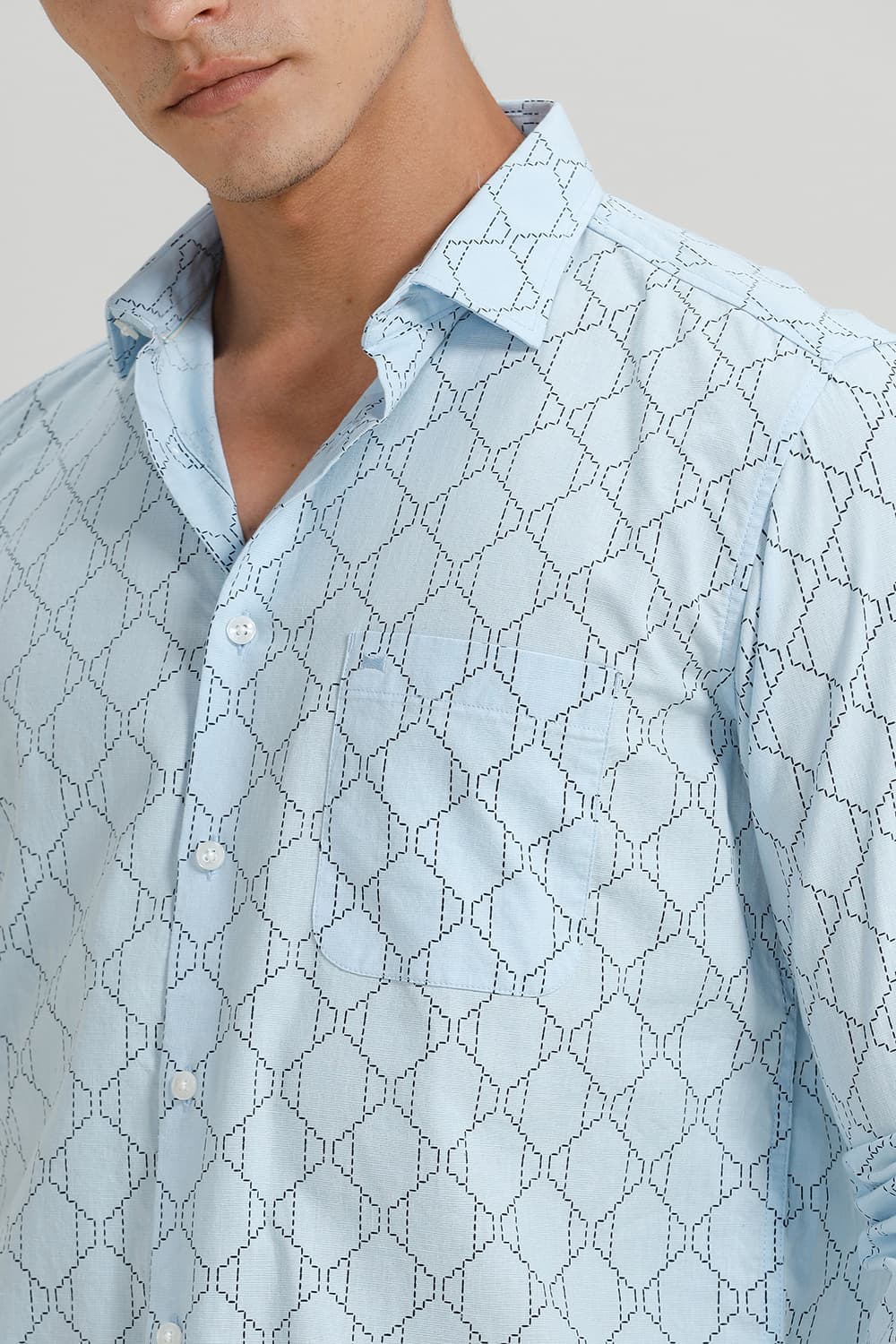 SLIM FIT COTTON LINEN PRINTED SHIRT