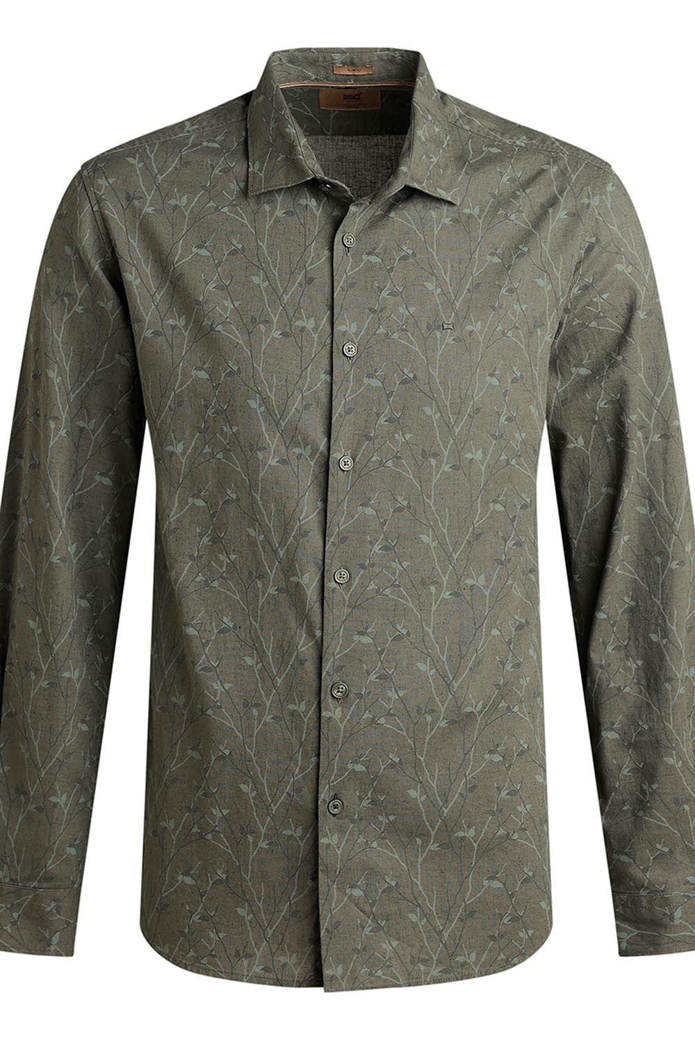 SLIM FIT COTTON LINEN PRINTED SHIRT