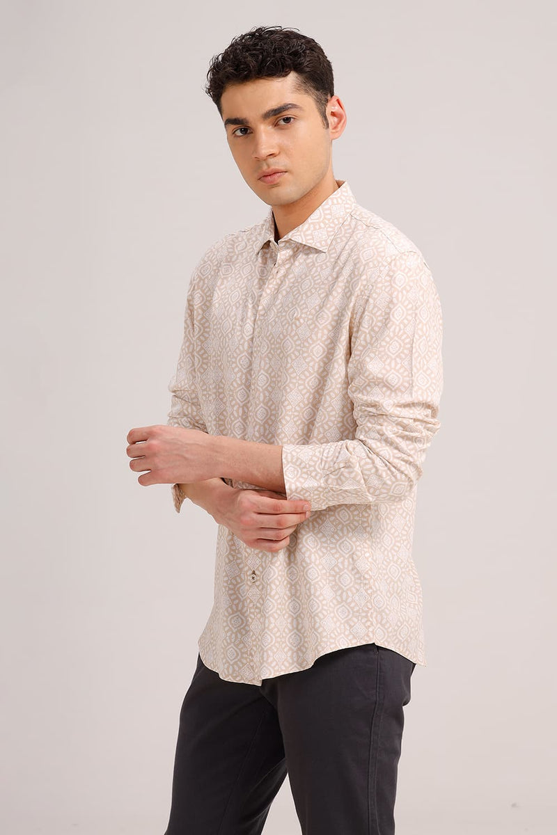 SLIM FIT VISCOSE PRINTED SHIRT