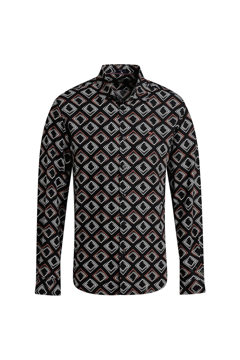 SLIM FIT VISCOSE PRINTED SHIRT