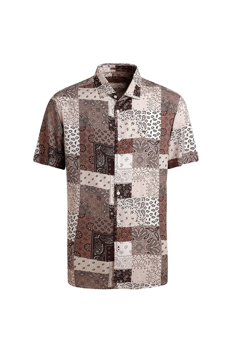 SLIM FIT VISCOSE PRINTED HALFSLEEVES SHIRT
