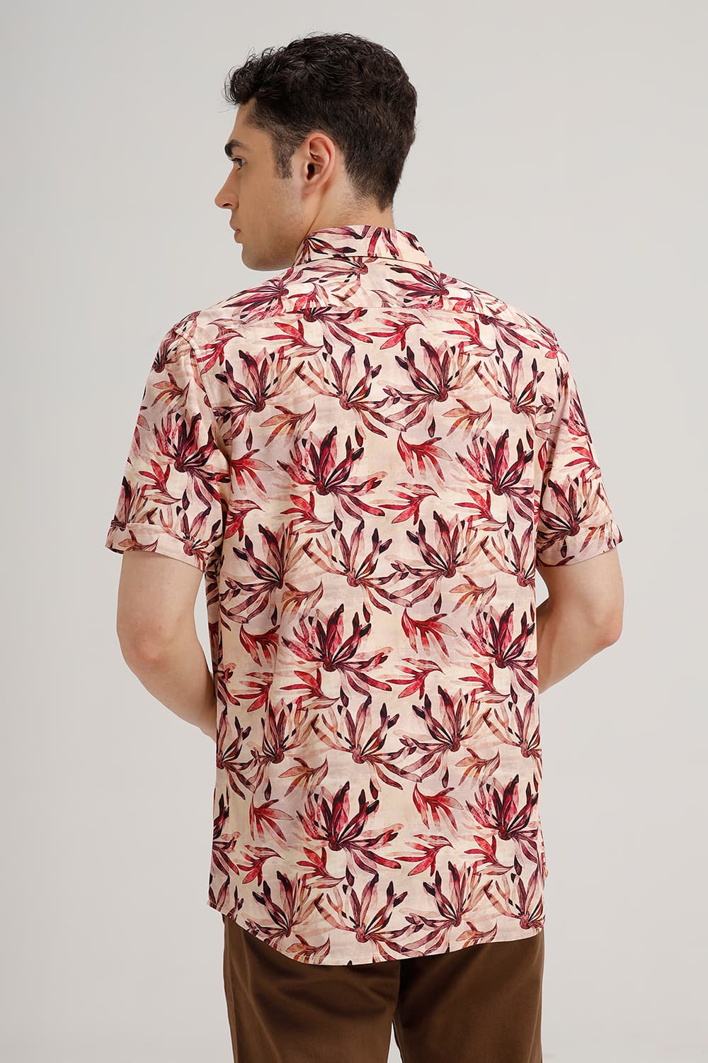 SLIM FIT VISCOSE DIGITAL PRINTED HALFSLEEVES SHIRT