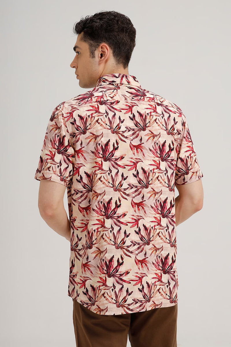SLIM FIT VISCOSE DIGITAL PRINTED HALFSLEEVES SHIRT